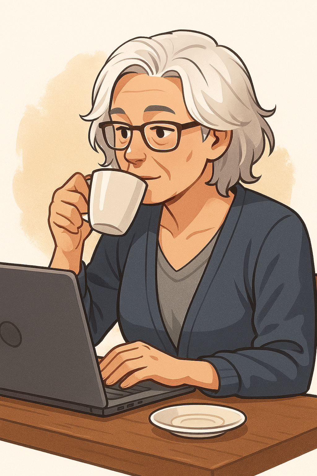 コーヒーを飲みながらPC操作